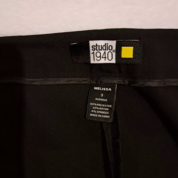 Women's‎ Studio 1940 Melissa Wide Leg Stretch Black Slacks Pants Size 3 Average - Picture 4 of 13